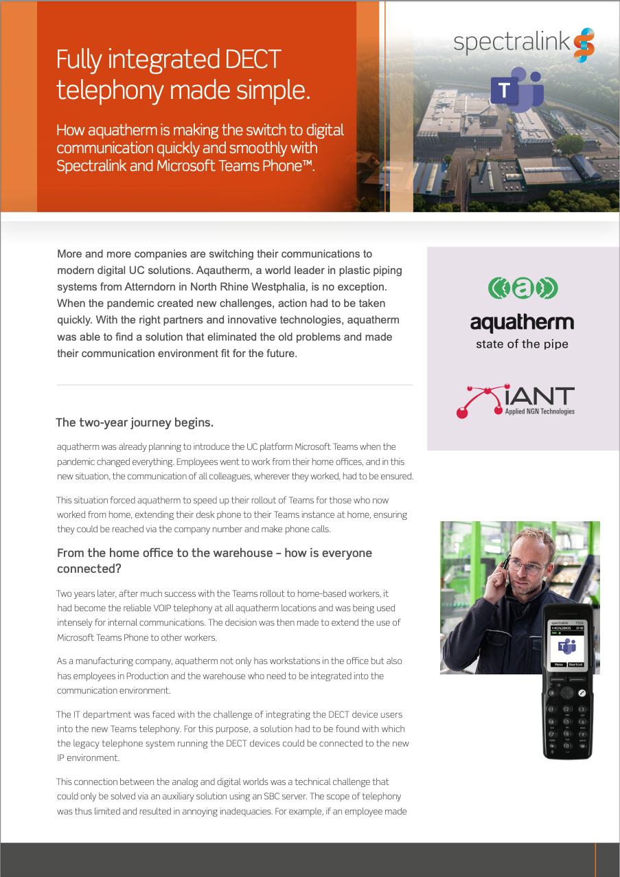 Case Study: Spectralink DECT Integration with MS Teams for Aquatherm